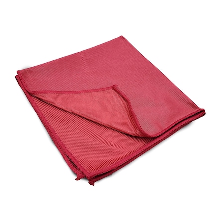R & R Textile Glass Cleaning Rag, 16"x16", Microfiber, Red, PK 12 WW73040 - Red